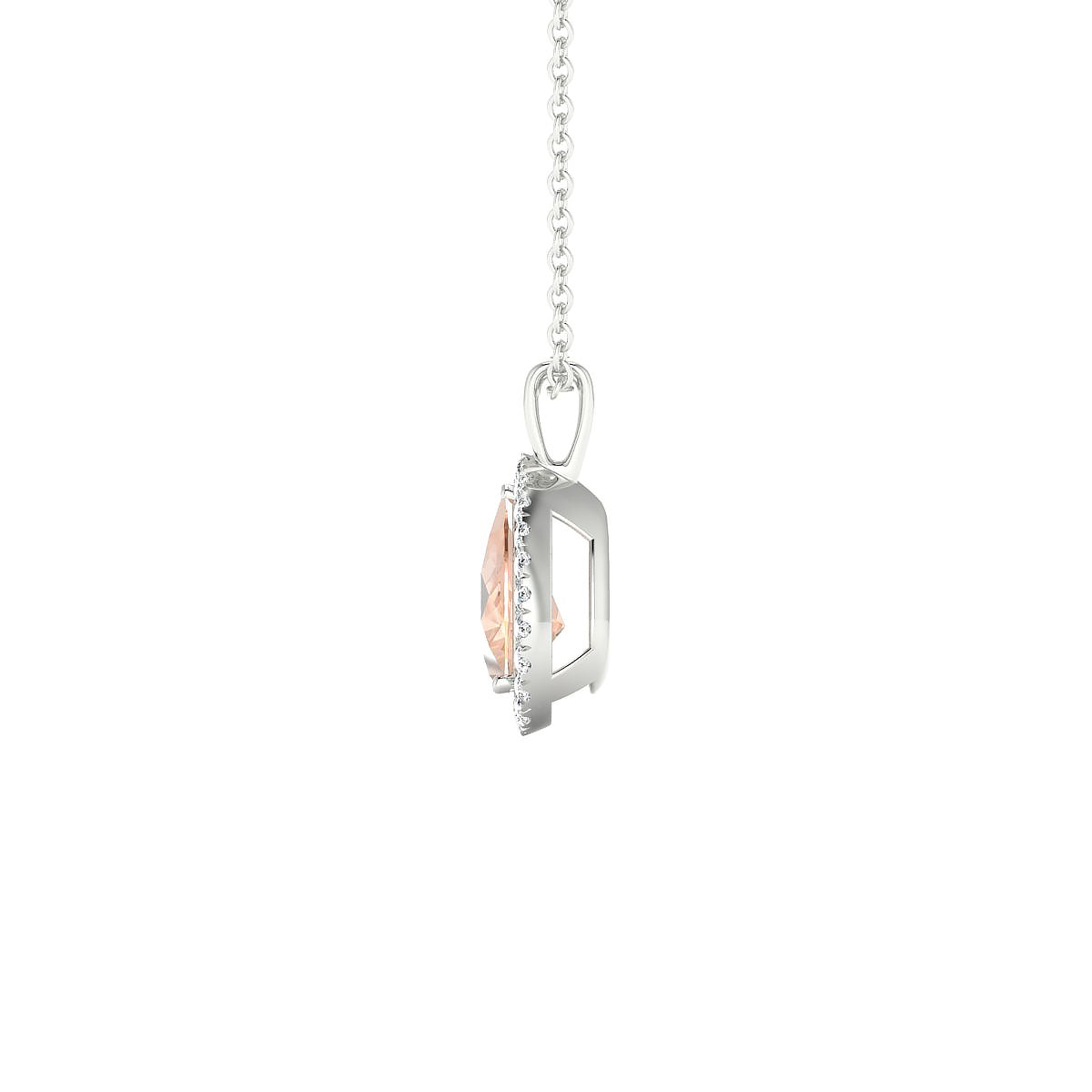 Solar | 18k White Gold 8 x 6 mm Pear Morganite Pendant