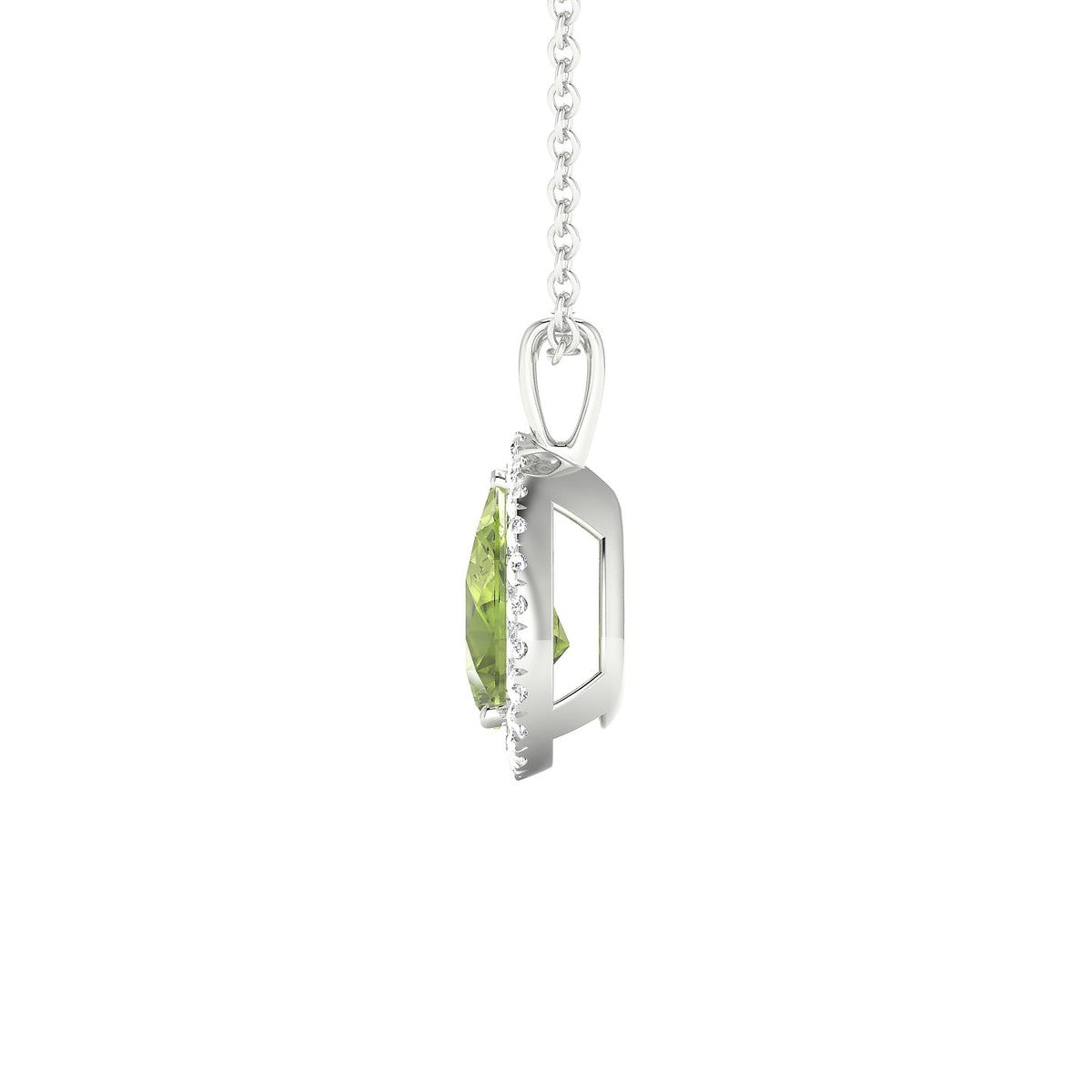Solar | 18k White Gold 8 x 6 mm Pear Peridot Pendant