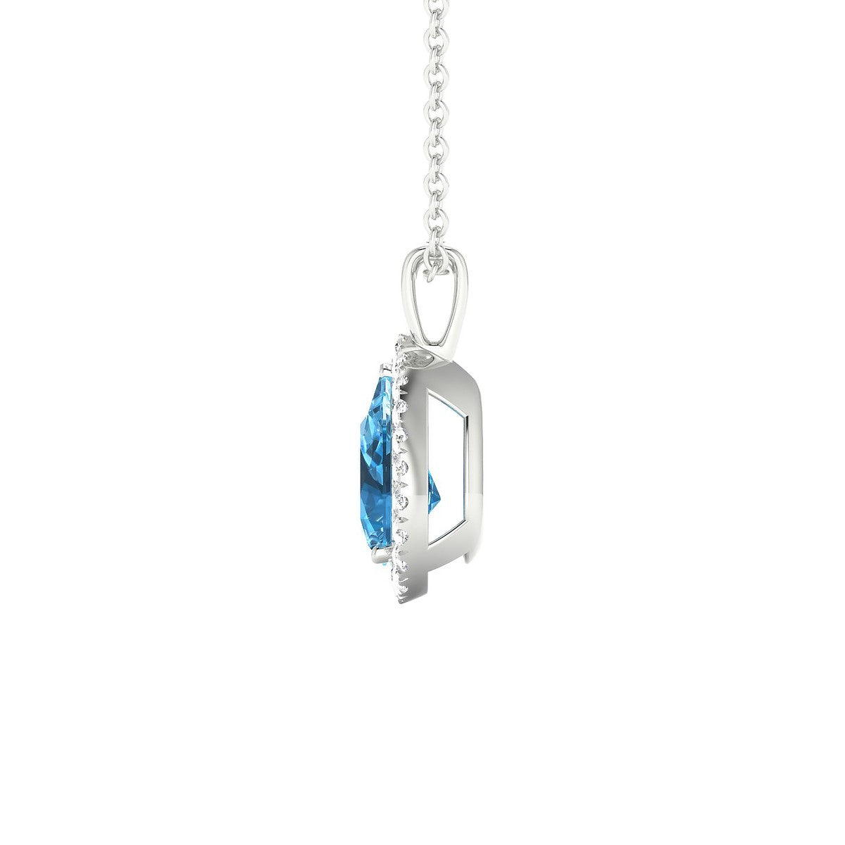 Solar | 18k White Gold 8 x 6 mm Pear Topaz Pendant