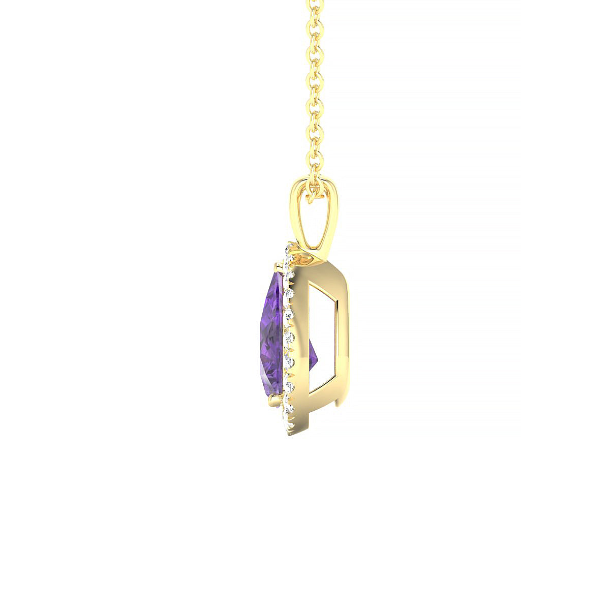 Solar | 18k Yellow Gold 8 x 6 mm Pear Amethyst Pendant