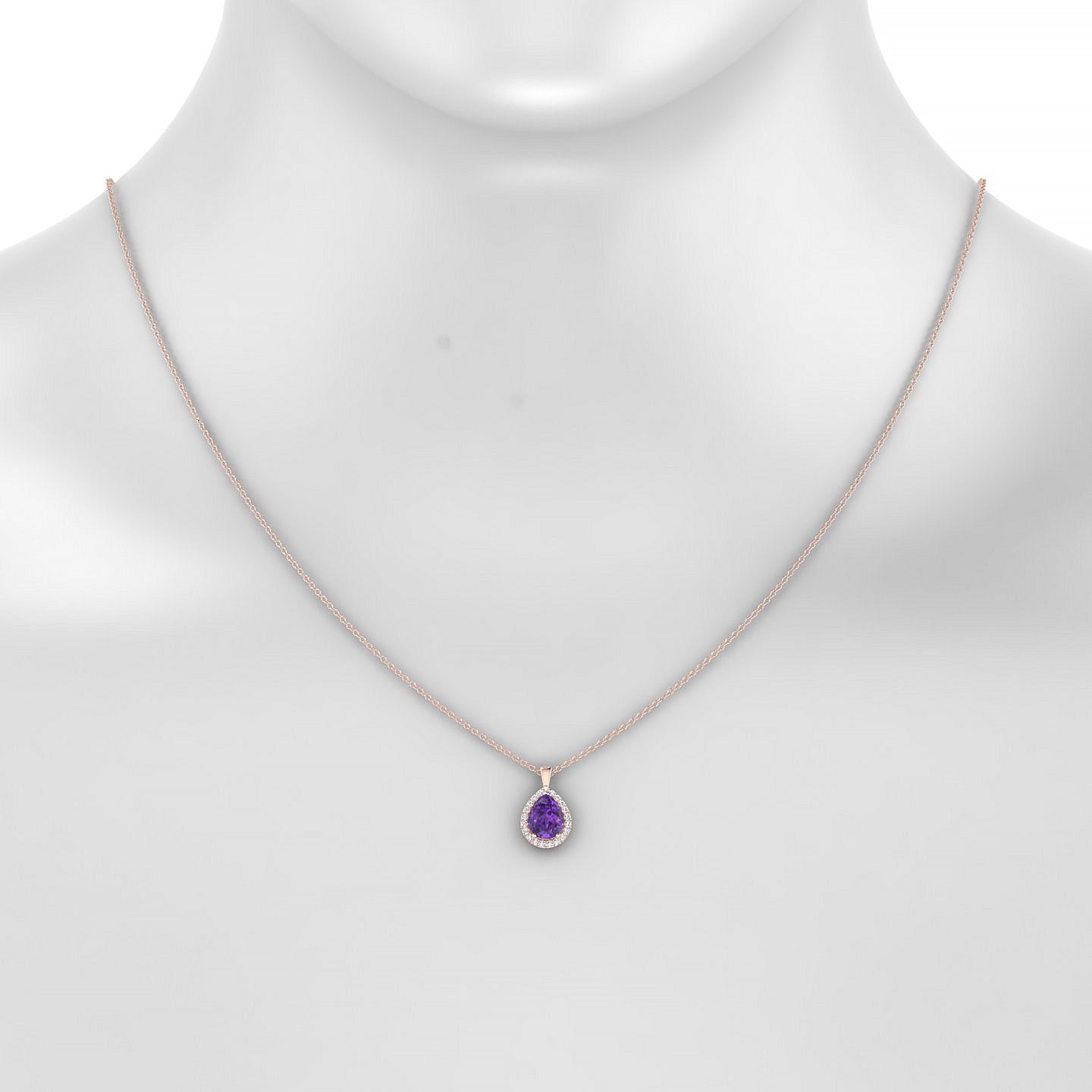 Solar | 18k Rose Gold 8 x 6 mm Pear Amethyst Pendant