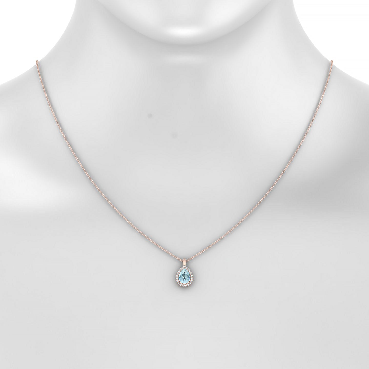 Solar | 18k Rose Gold 8 x 6 mm Pear Aquamarine Pendant