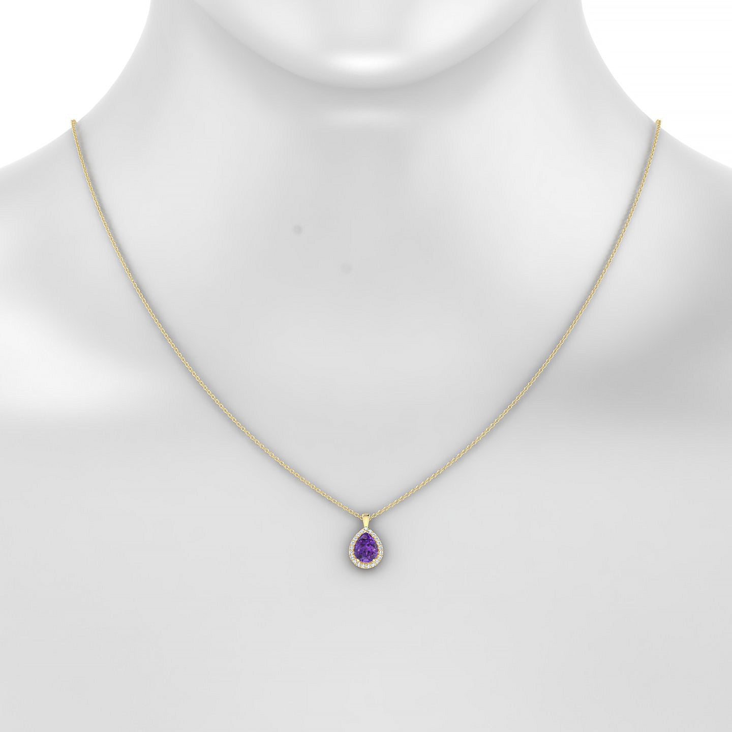 Solar | 18k Yellow Gold 8 x 6 mm Pear Amethyst Pendant