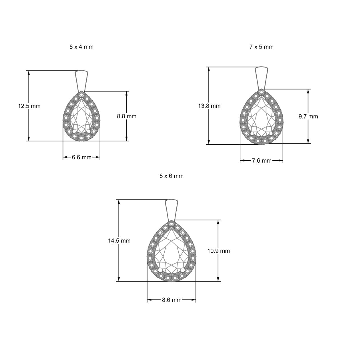 Solar | 18k White Gold 8 x 6 mm Pear Pink Sapphire Pendant