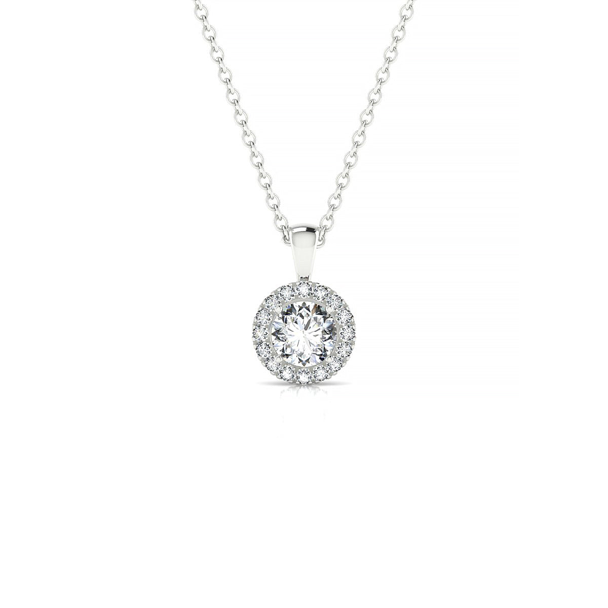 Solar | 18k White Gold 4.2 mm Round Diamond Pendant