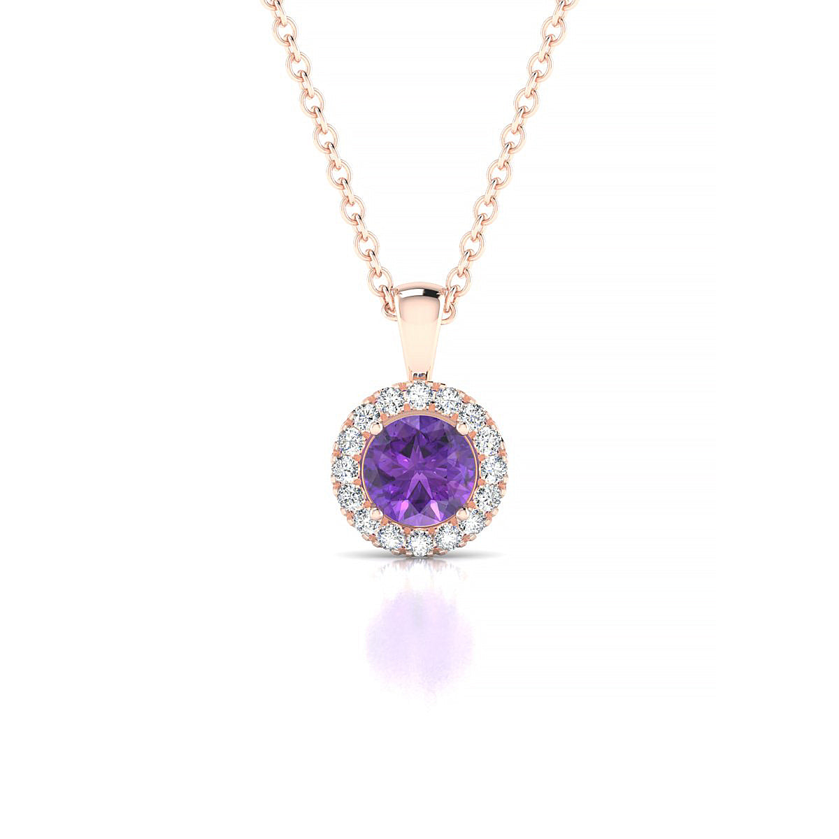 Solar | 18k Rose Gold 4.5 mm Round Amethyst Pendant
