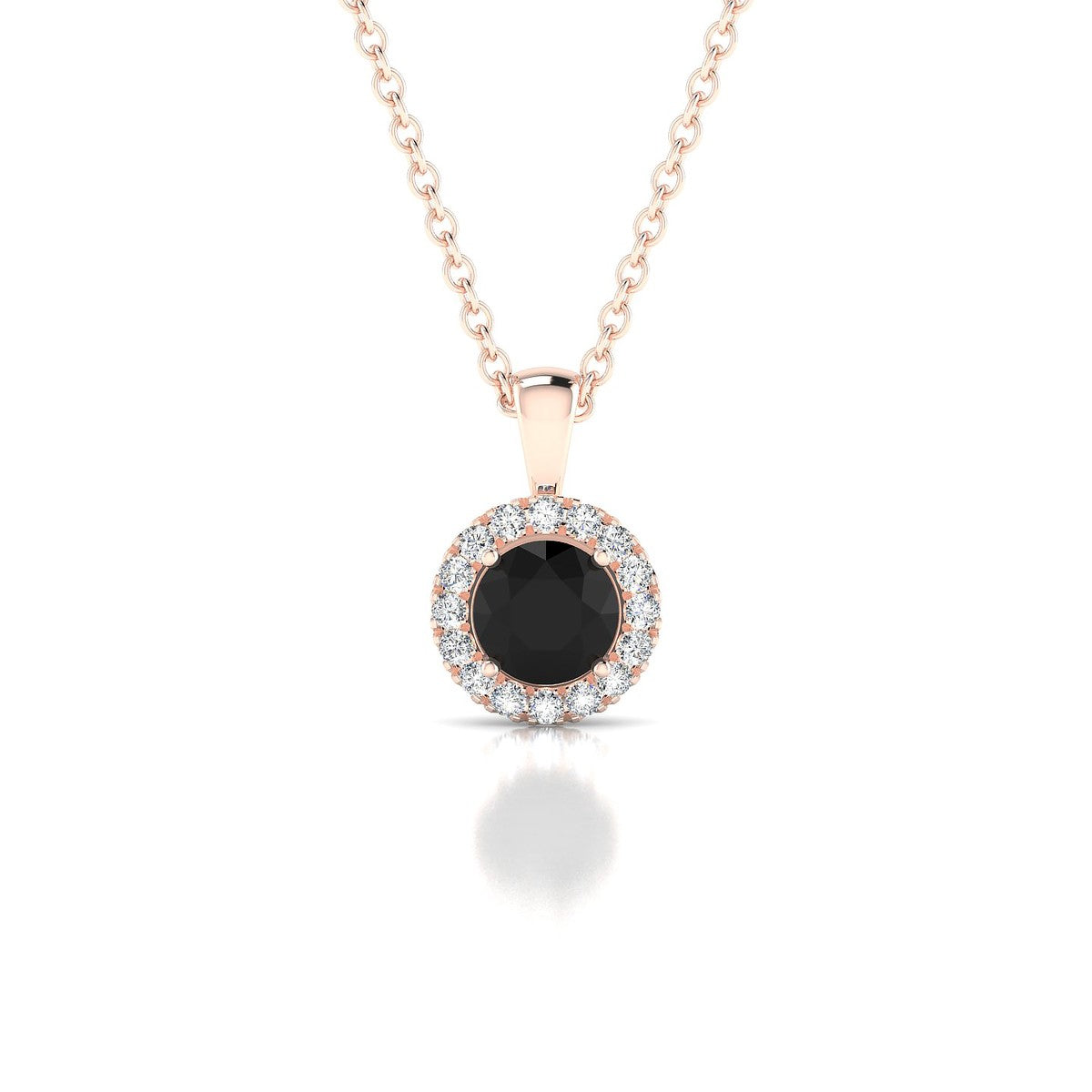 Solar | 18k Rose Gold 4.5 mm Round Black Diamond Pendant
