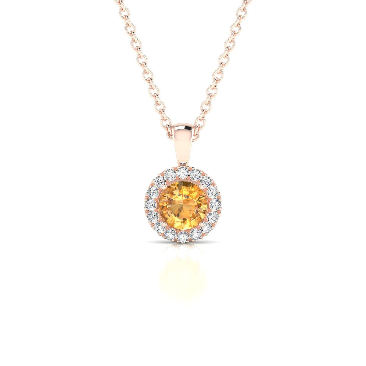 Solar | 18k Rose Gold 4.5 mm Round Citrine Pendant