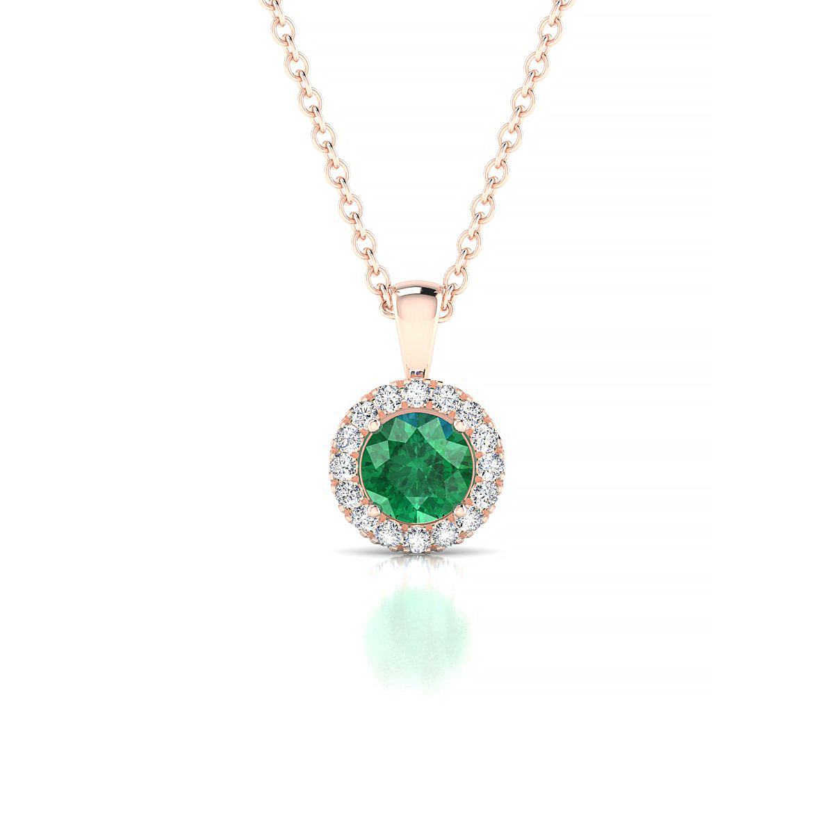 Solar | 18k Rose Gold 4.5 mm Round Emerald Pendant