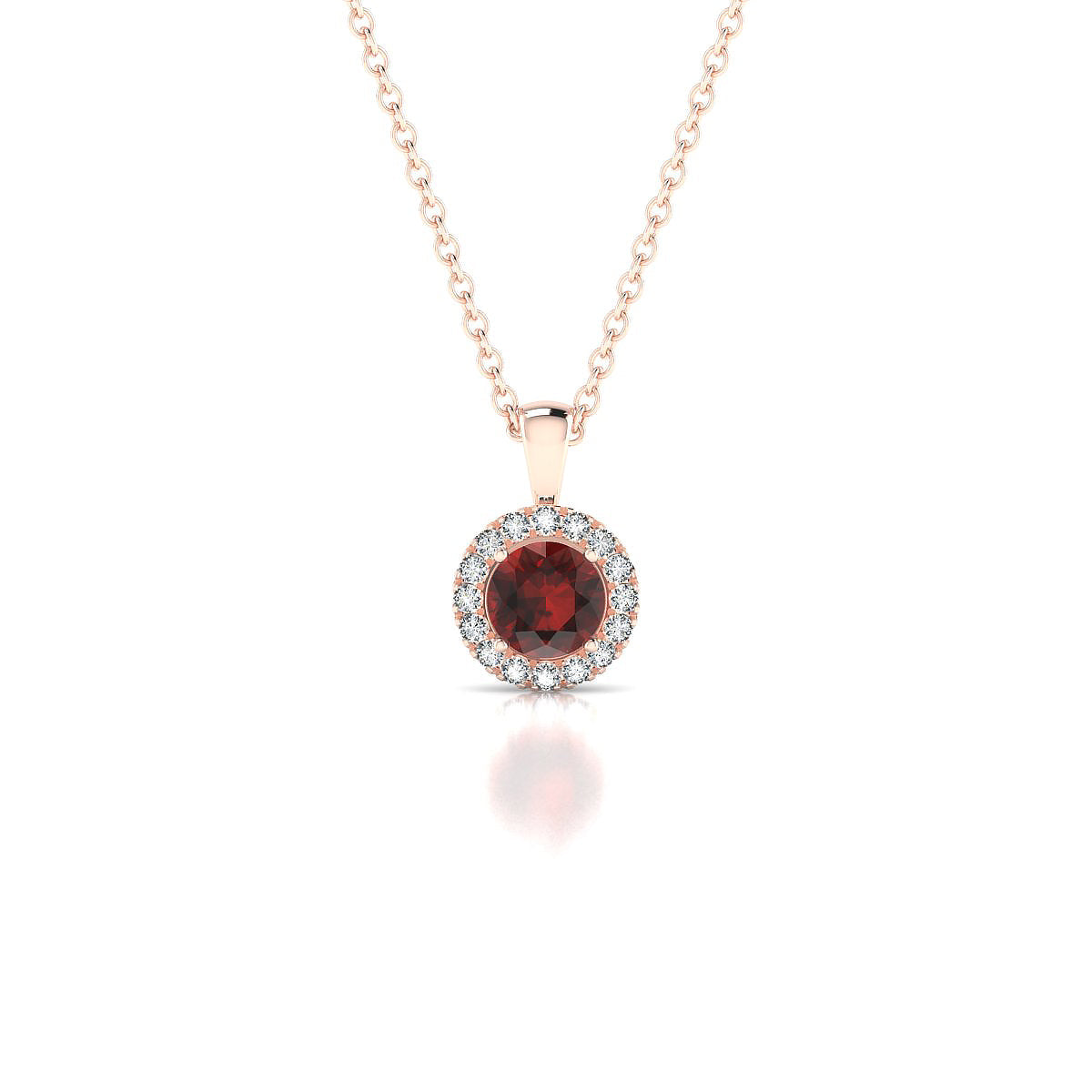 Solar | 18k Rose Gold 4.5 mm Round Garnet Pendant