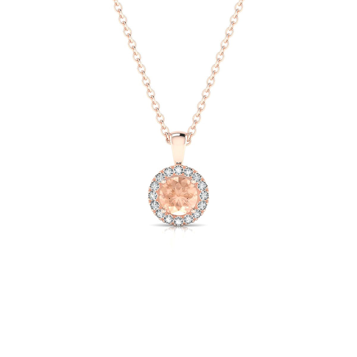 Solar | 18k Rose Gold 4.5 mm Round Morganite Pendant