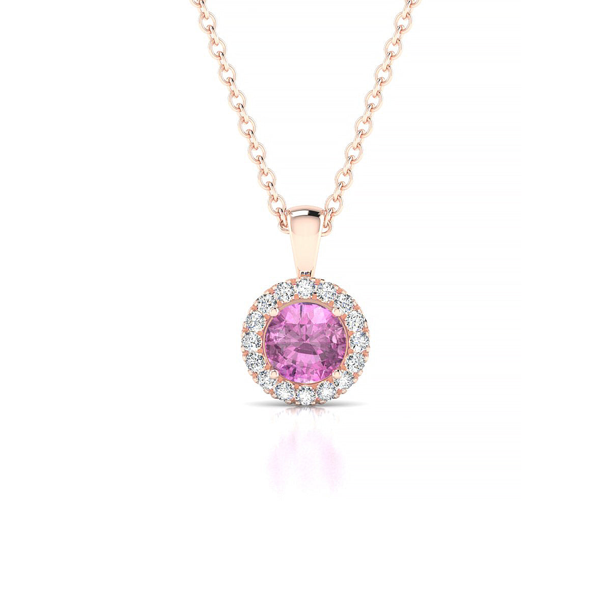Solar | 18k Rose Gold 4.5 mm Round Pink Sapphire Pendant