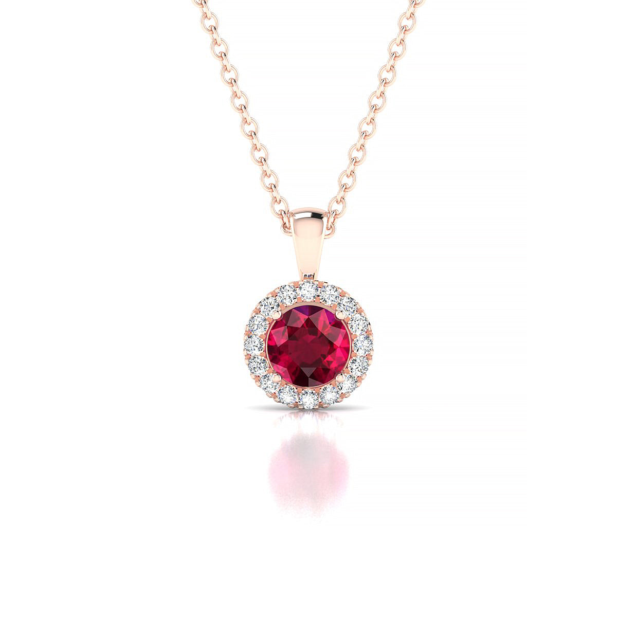 Solar | 18k Rose Gold 4.5 mm Round Ruby Pendant