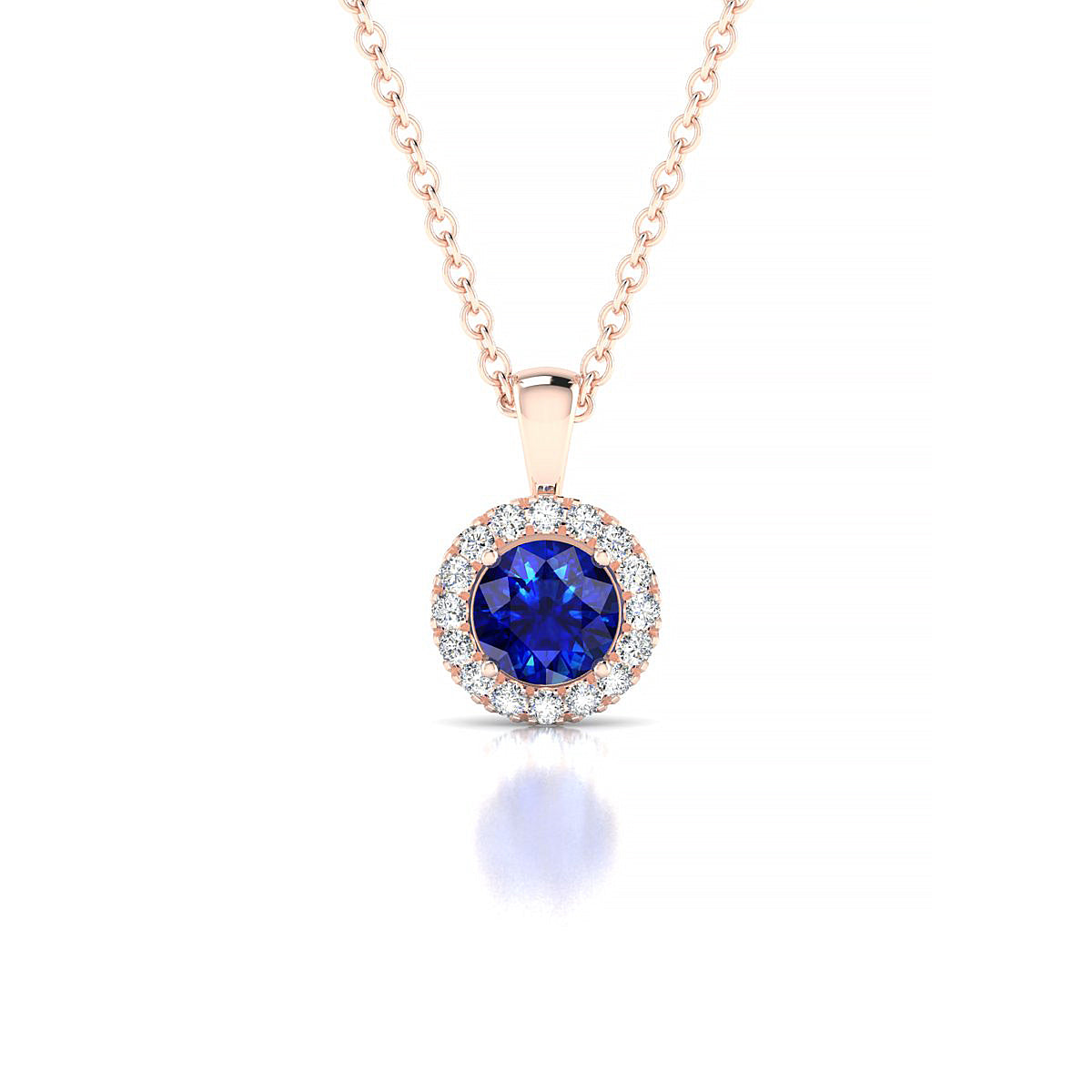 Solar | 18k Rose Gold 4.5 mm Round Sapphire Pendant