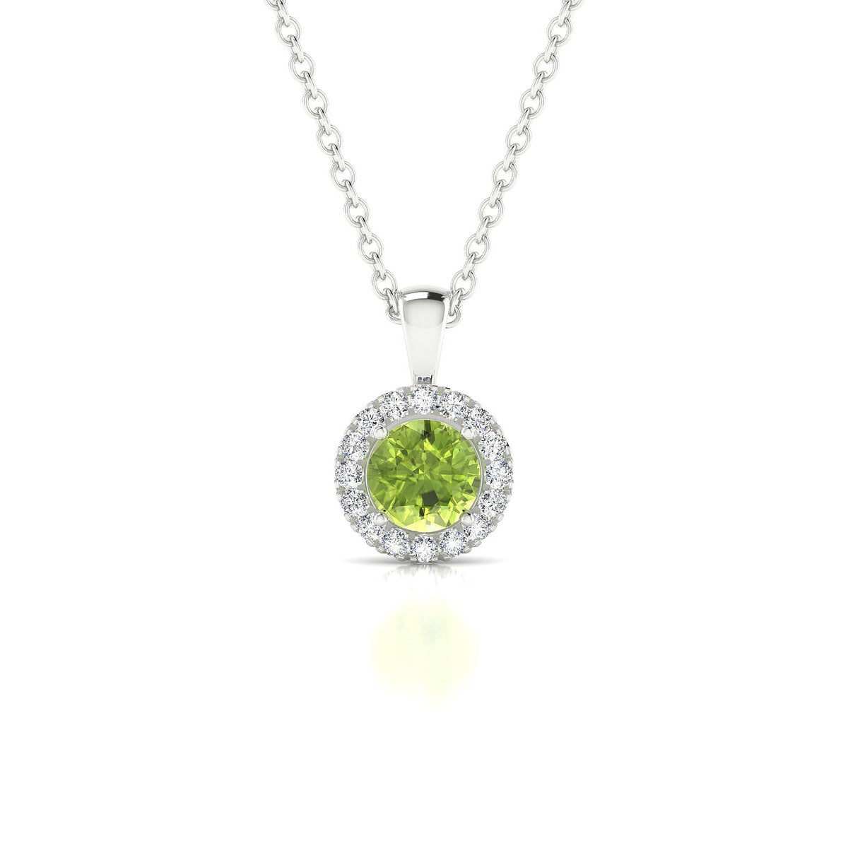 Solar | 18k White Gold 4.5 mm Round Peridot Pendant