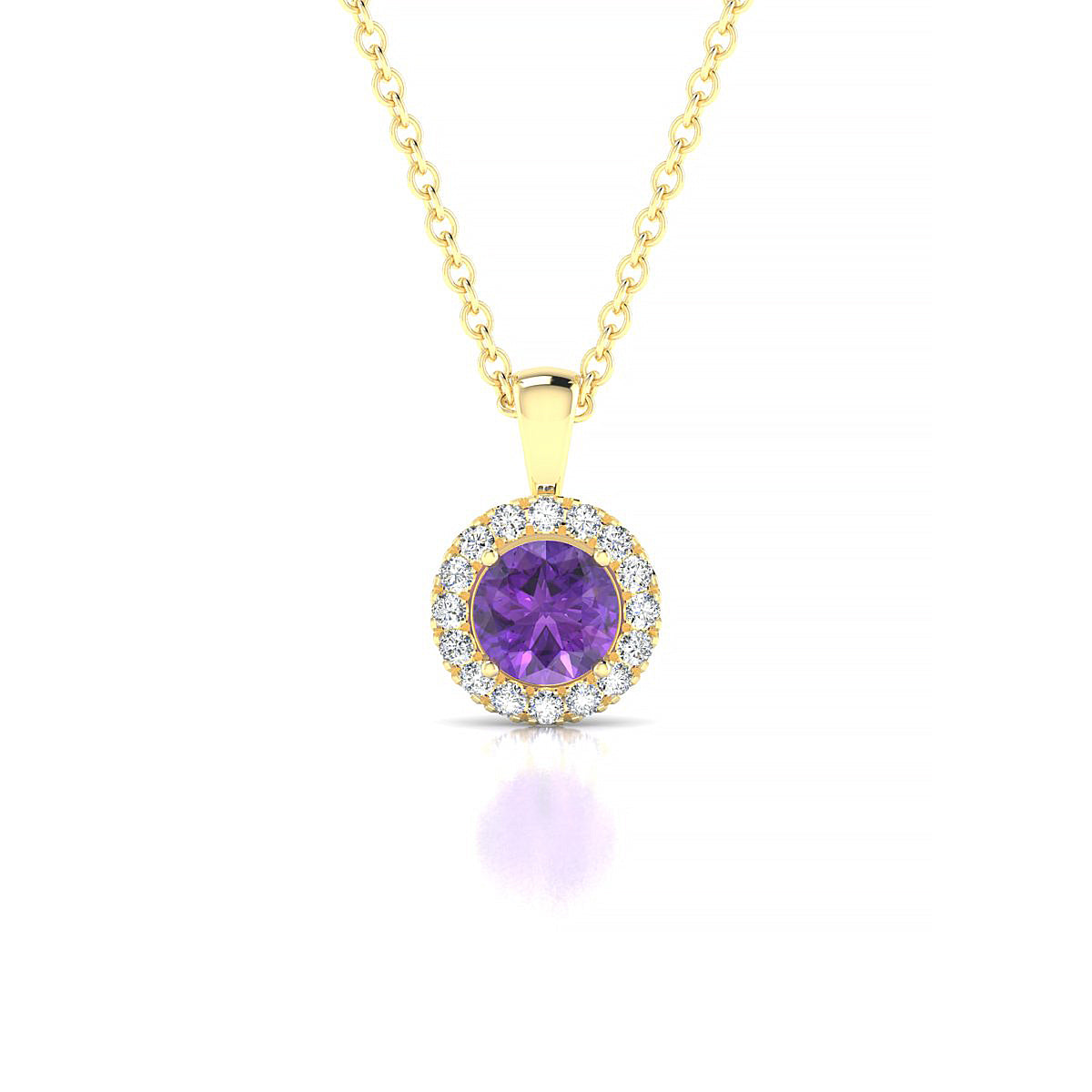 Solar | 18k Yellow Gold 4.5 mm Round Amethyst Pendant