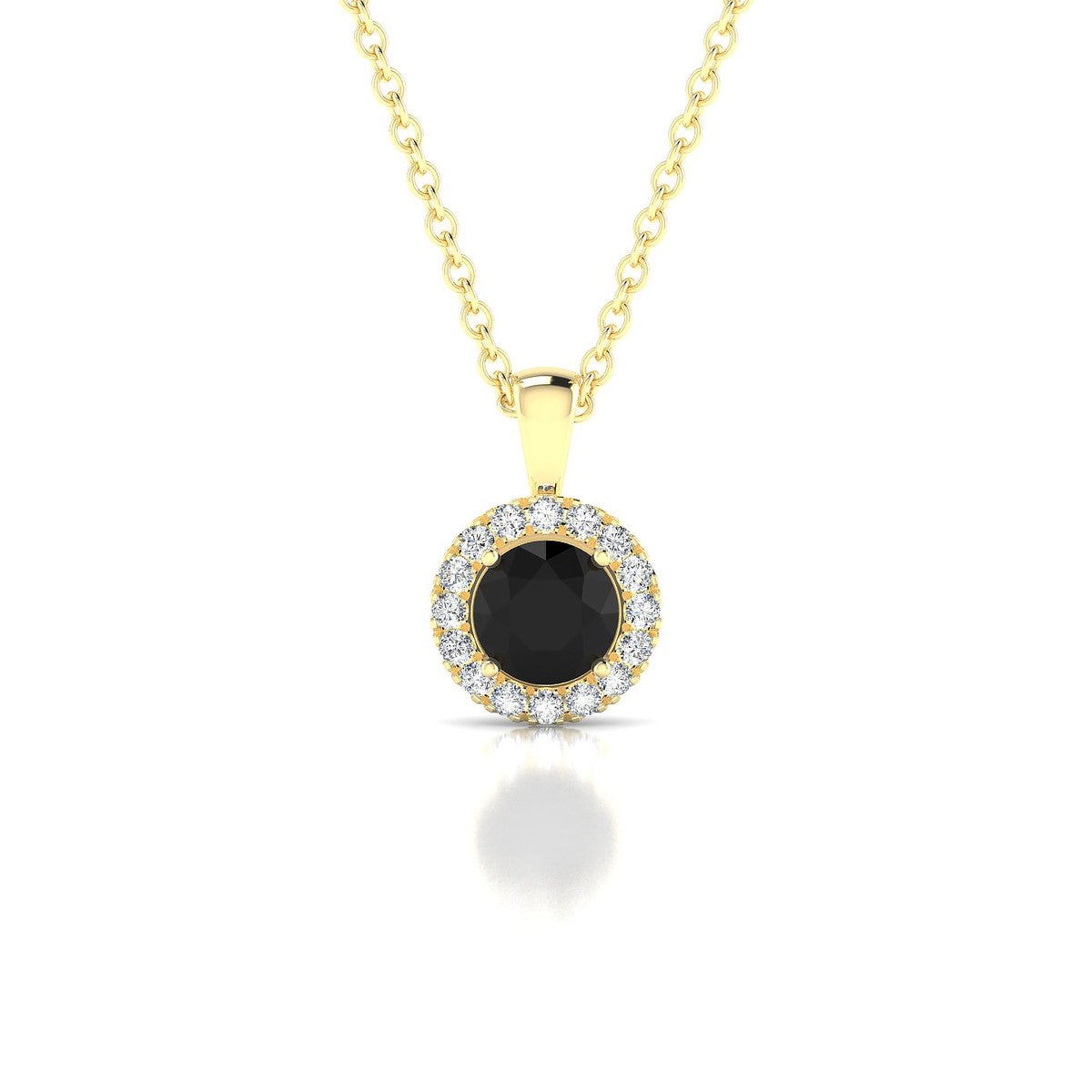 Solar | 18k Yellow Gold 4.5 mm Round Black Diamond Pendant