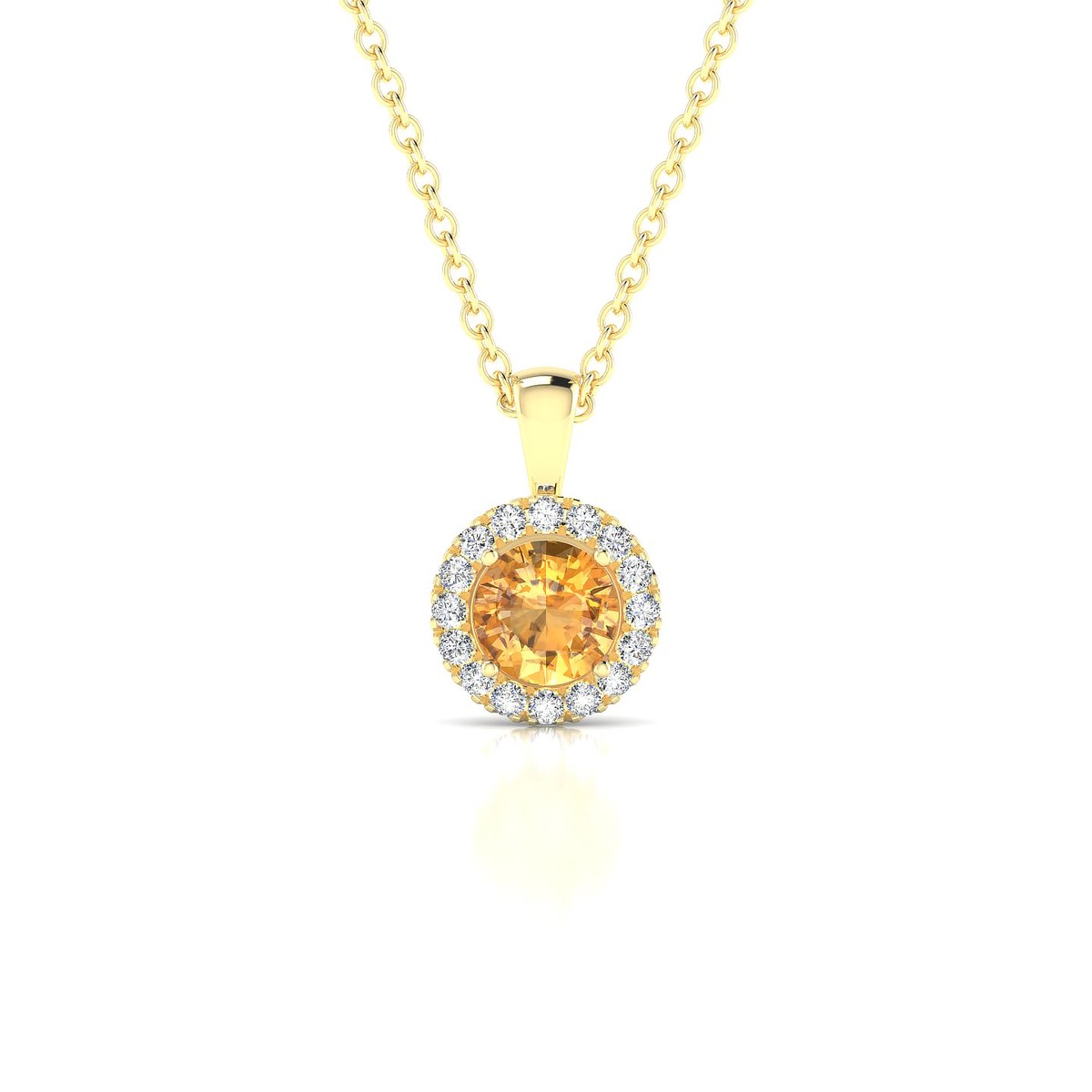 Solar | 18k Yellow Gold 4.5 mm Round Citrine Pendant