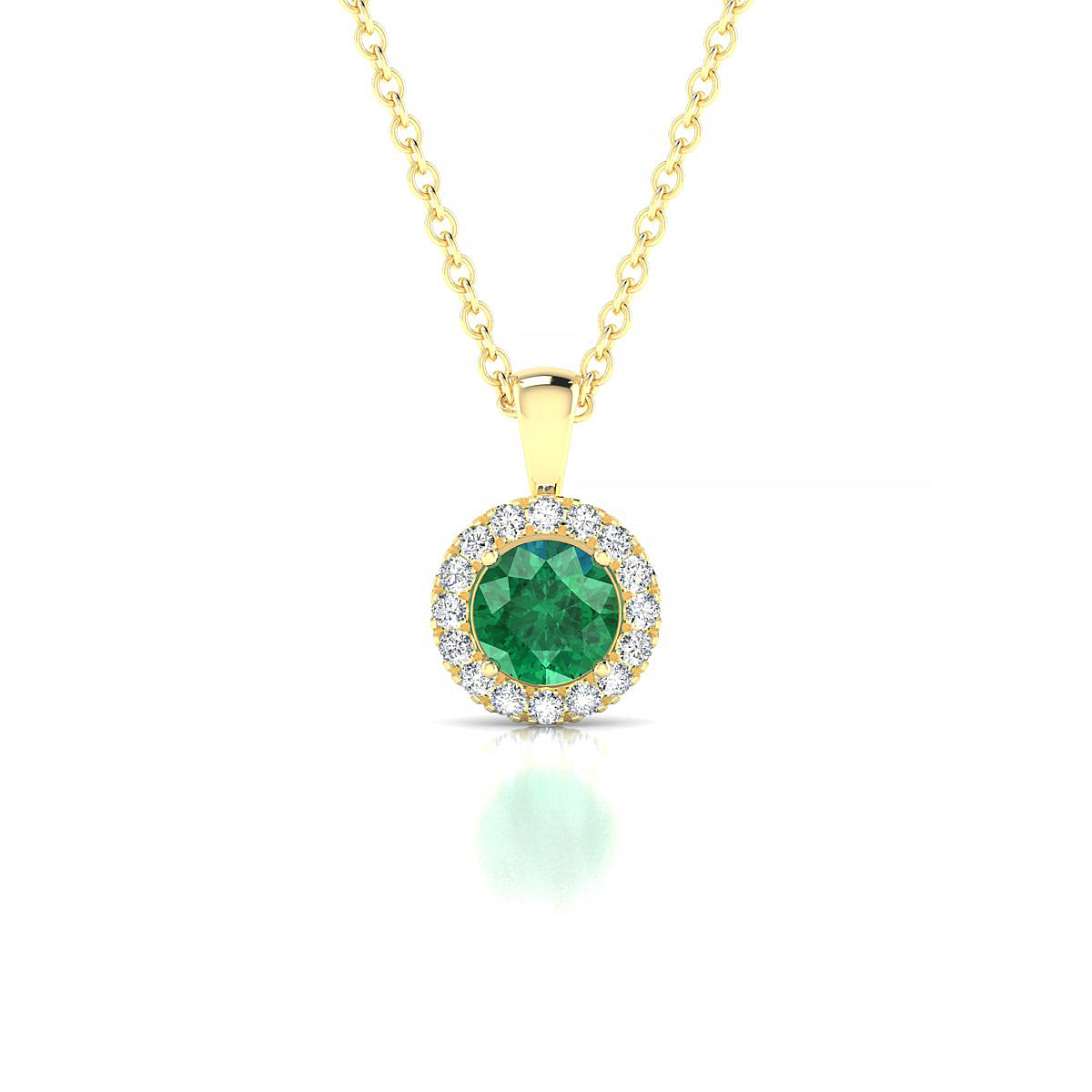 Solar | 18k Yellow Gold 4.5 mm Round Emerald Pendant