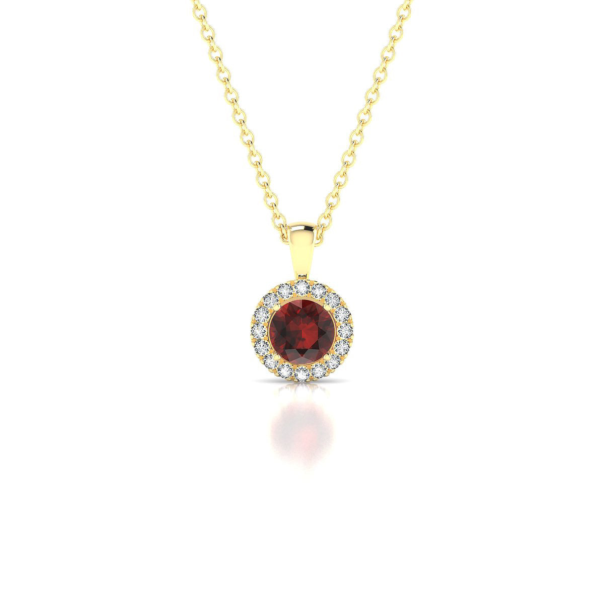 Solar | 18k Yellow Gold 4.5 mm Round Garnet Pendant