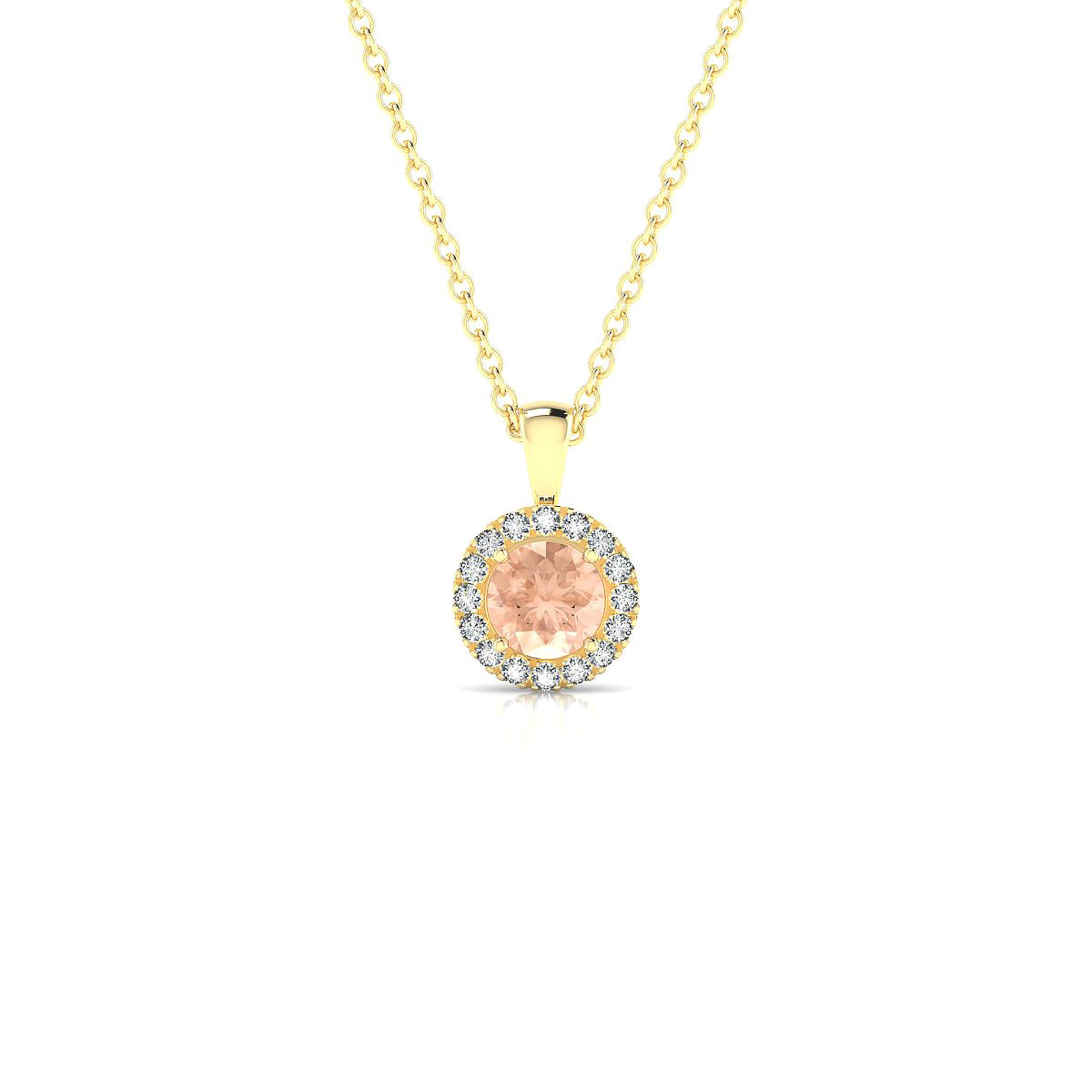 Solar | 18k Yellow Gold 4.5 mm Round Morganite Pendant