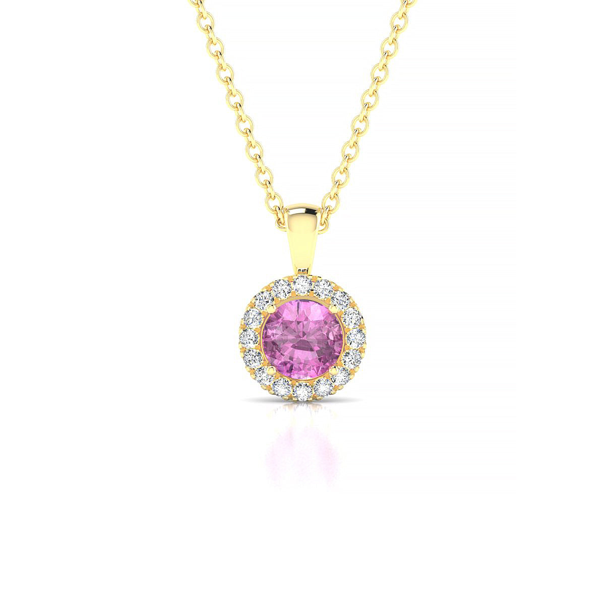 Solar | 18k Yellow Gold 4.5 mm Round Pink Sapphire Pendant