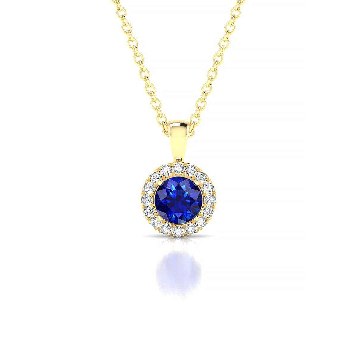 Solar | 18k Yellow Gold 4.5 mm Round Sapphire Pendant