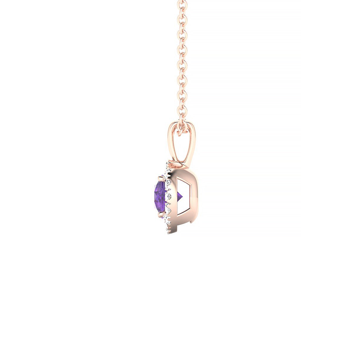 Solar | 18k Rose Gold 4.5 mm Round Amethyst Pendant