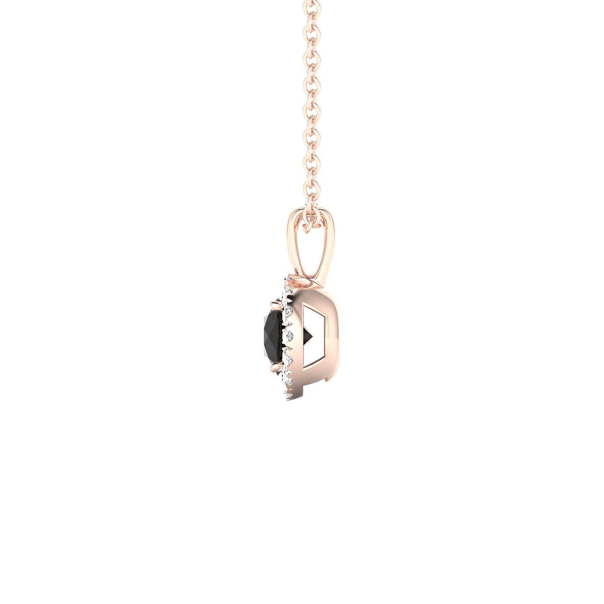 Solar | 18k Rose Gold 4.5 mm Round Black Diamond Pendant