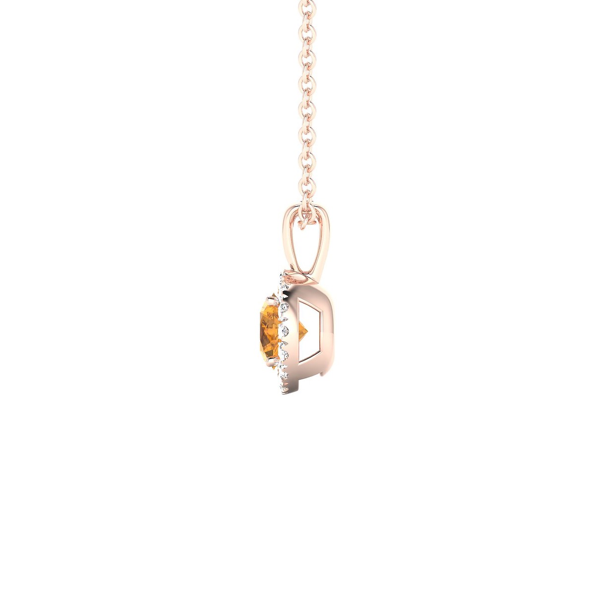 Solar | 18k Rose Gold 4.5 mm Round Citrine Pendant