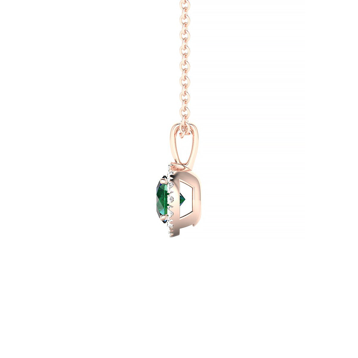 Solar | 18k Rose Gold 4.5 mm Round Emerald Pendant