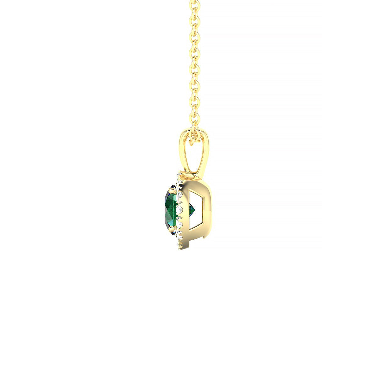 Solar | 18k Yellow Gold 4.5 mm Round Emerald Pendant
