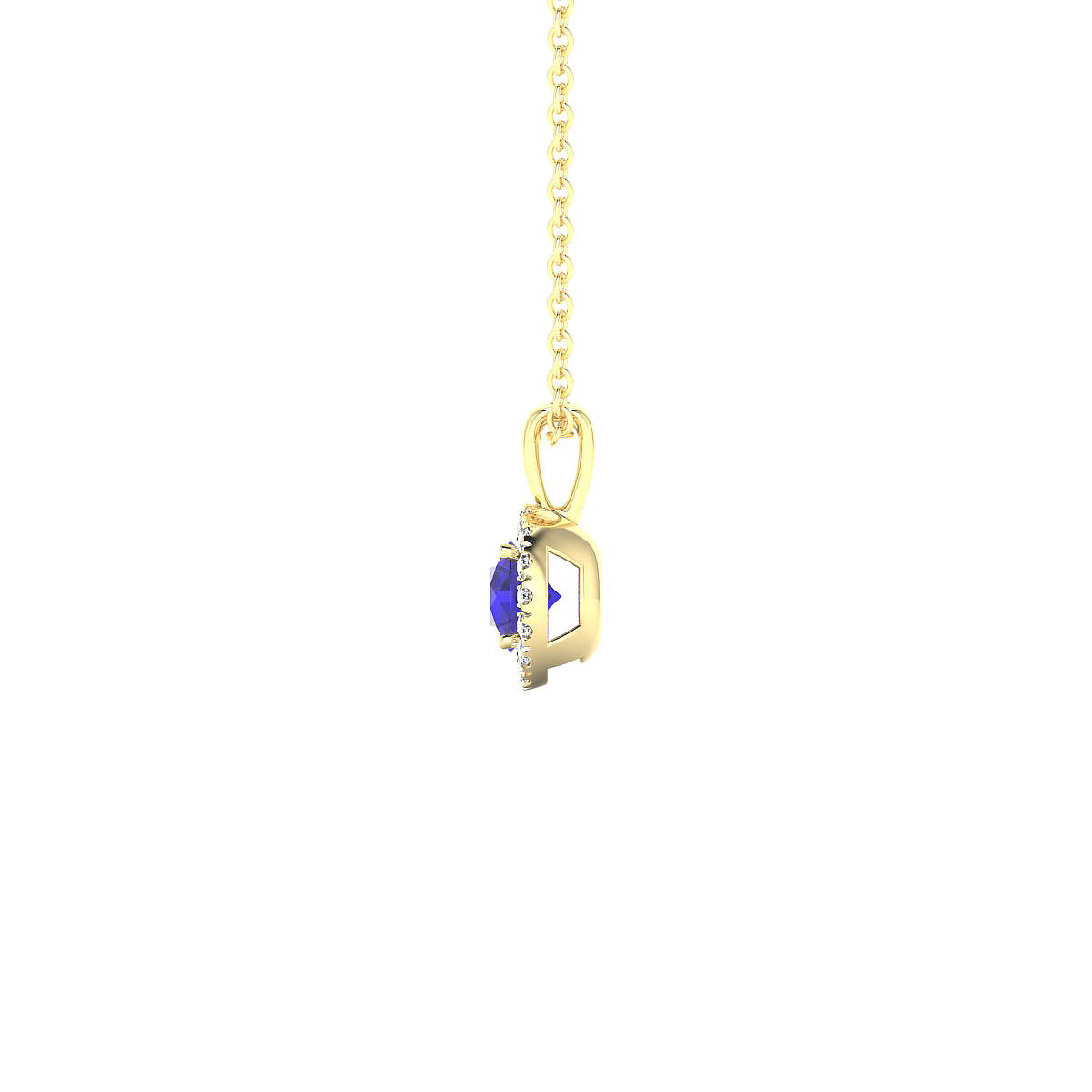 Solar | 18k Yellow Gold 4.5 mm Round Tanzanite Pendant