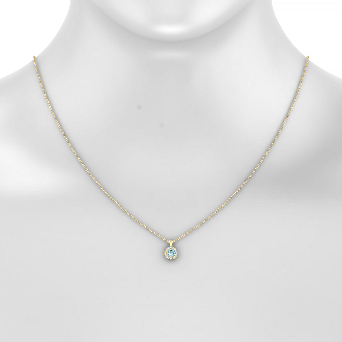 Solar | 18k Yellow Gold 4.5 mm Round Aquamarine Pendant
