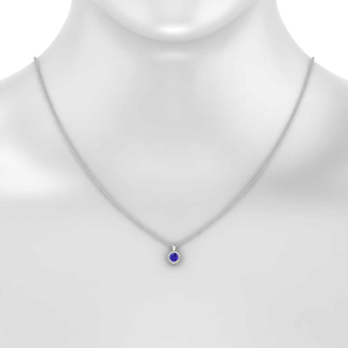 Solar | 18k White Gold 4.5 mm Round Tanzanite Pendant