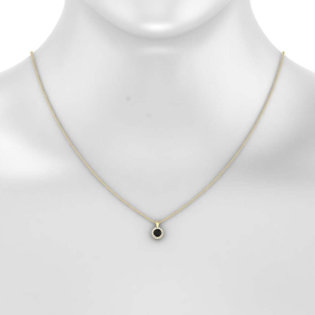 Solar | 18k Yellow Gold 4.5 mm Round Black Diamond Pendant
