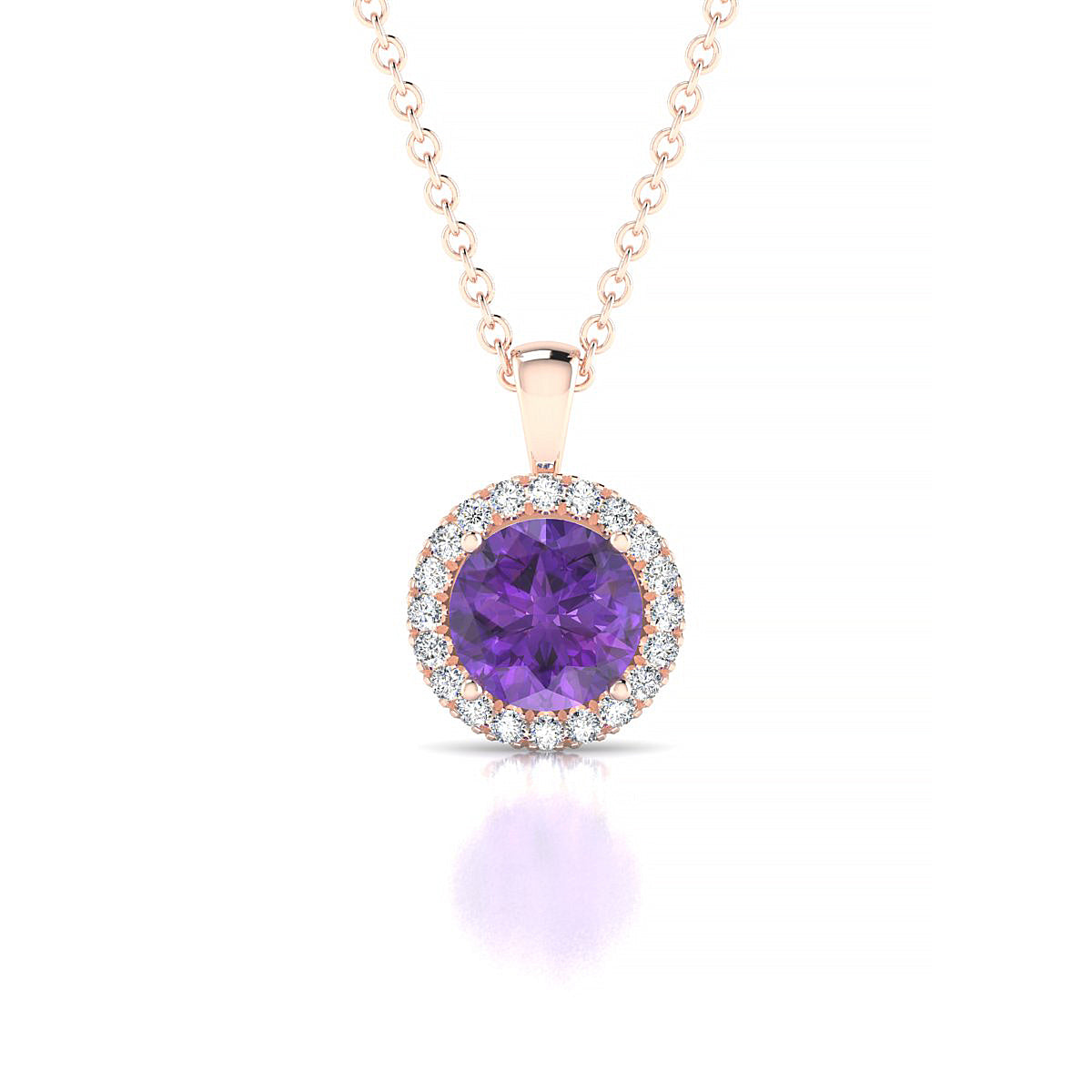 Solar | 18k Rose Gold 6 mm Round Amethyst Pendant