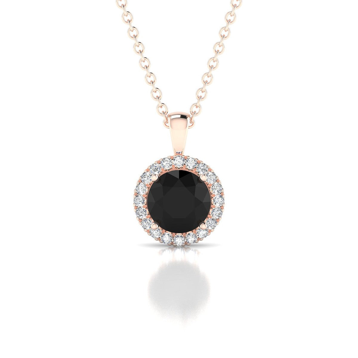 Solar | 18k Rose Gold 6 mm Round Black Diamond Pendant
