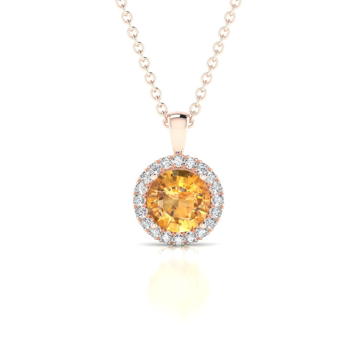 Solar | 18k Rose Gold 6 mm Round Citrine Pendant