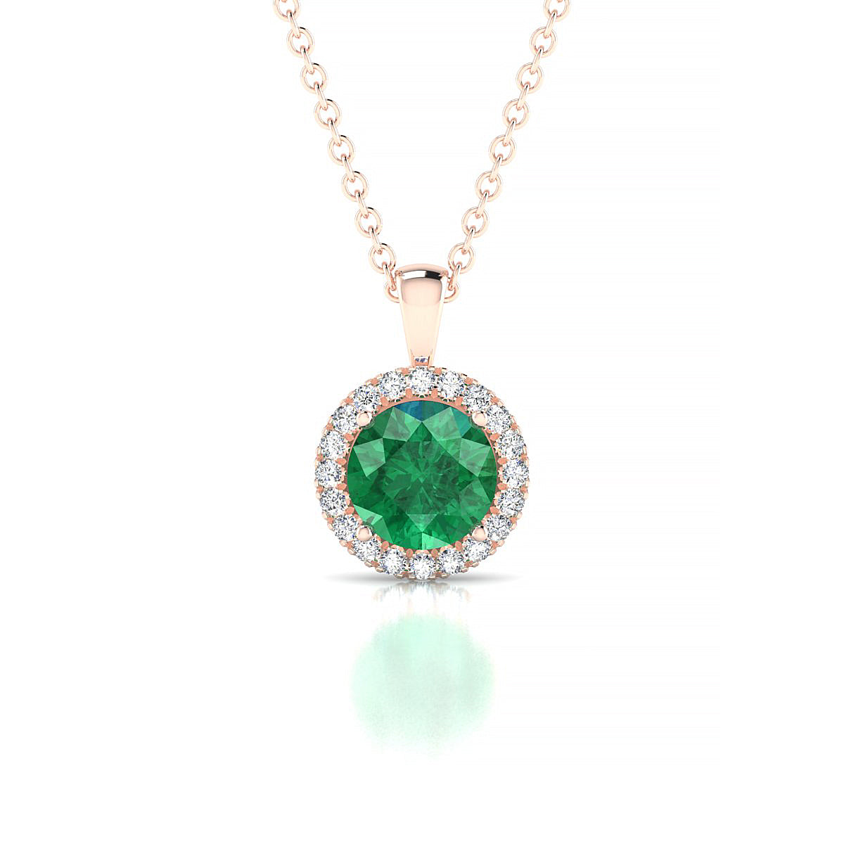 Solar | 18k Rose Gold 6 mm Round Emerald Pendant