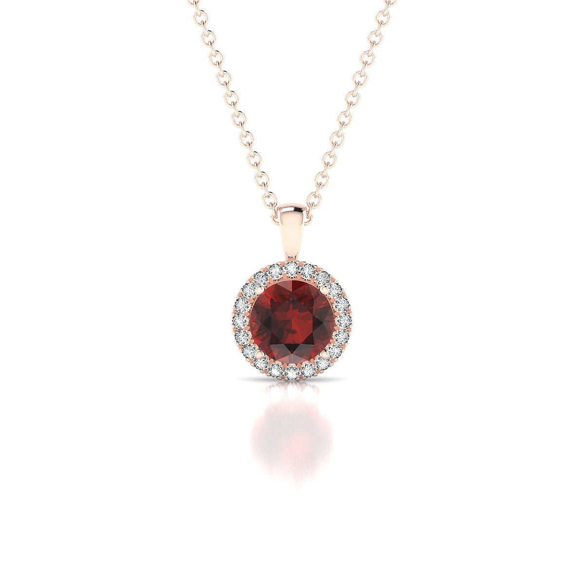 Solar | 18k Rose Gold 6 mm Round Garnet Pendant