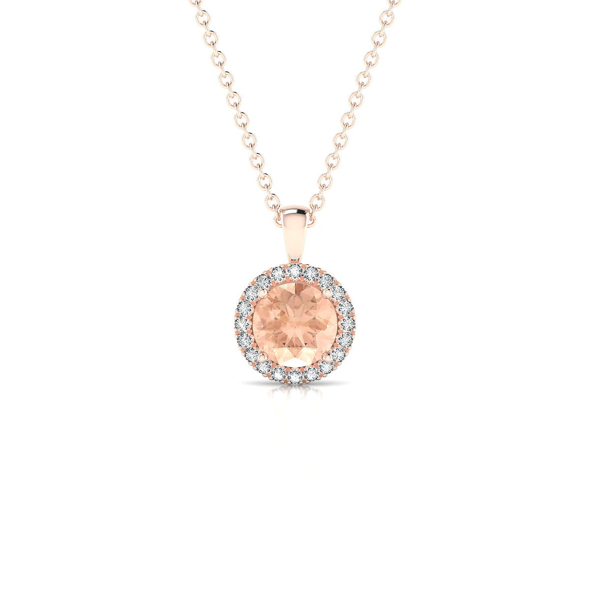 Solar | 18k Rose Gold 6 mm Round Morganite Pendant