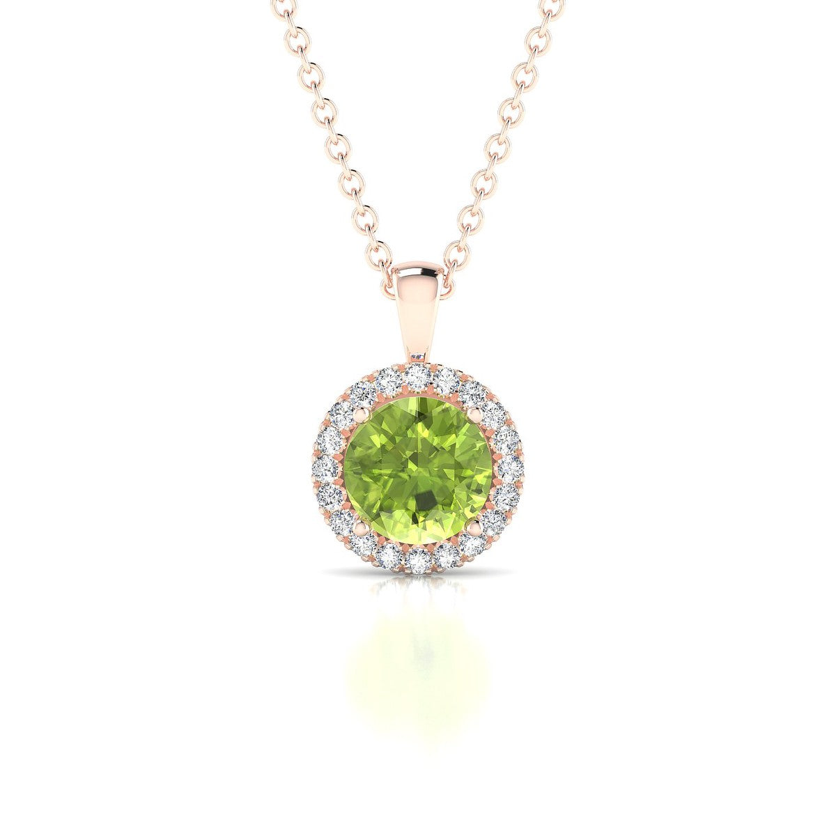 Solar | 18k Rose Gold 6 mm Round Peridot Pendant
