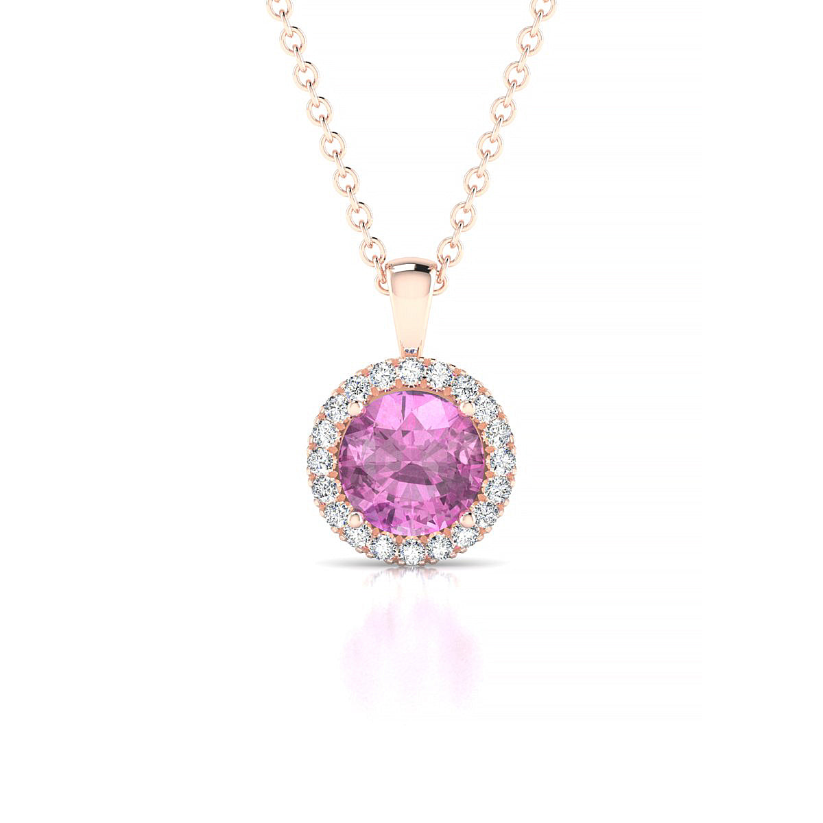 Solar | 18k Rose Gold 6 mm Round Pink Sapphire Pendant