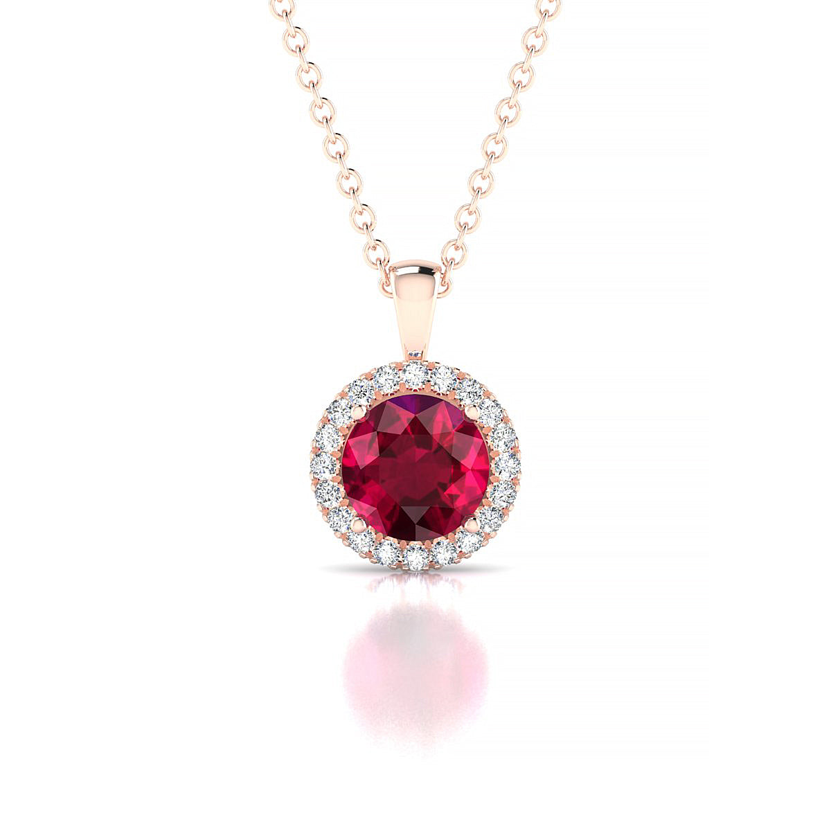 Solar | 18k Rose Gold 6 mm Round Ruby Pendant