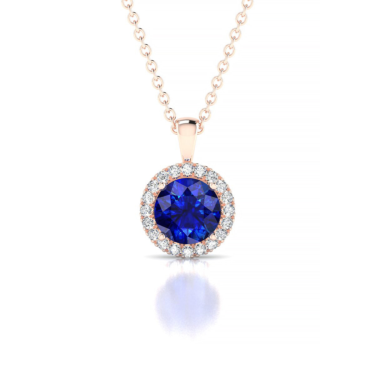 Solar | 18k Rose Gold 6 mm Round Sapphire Pendant