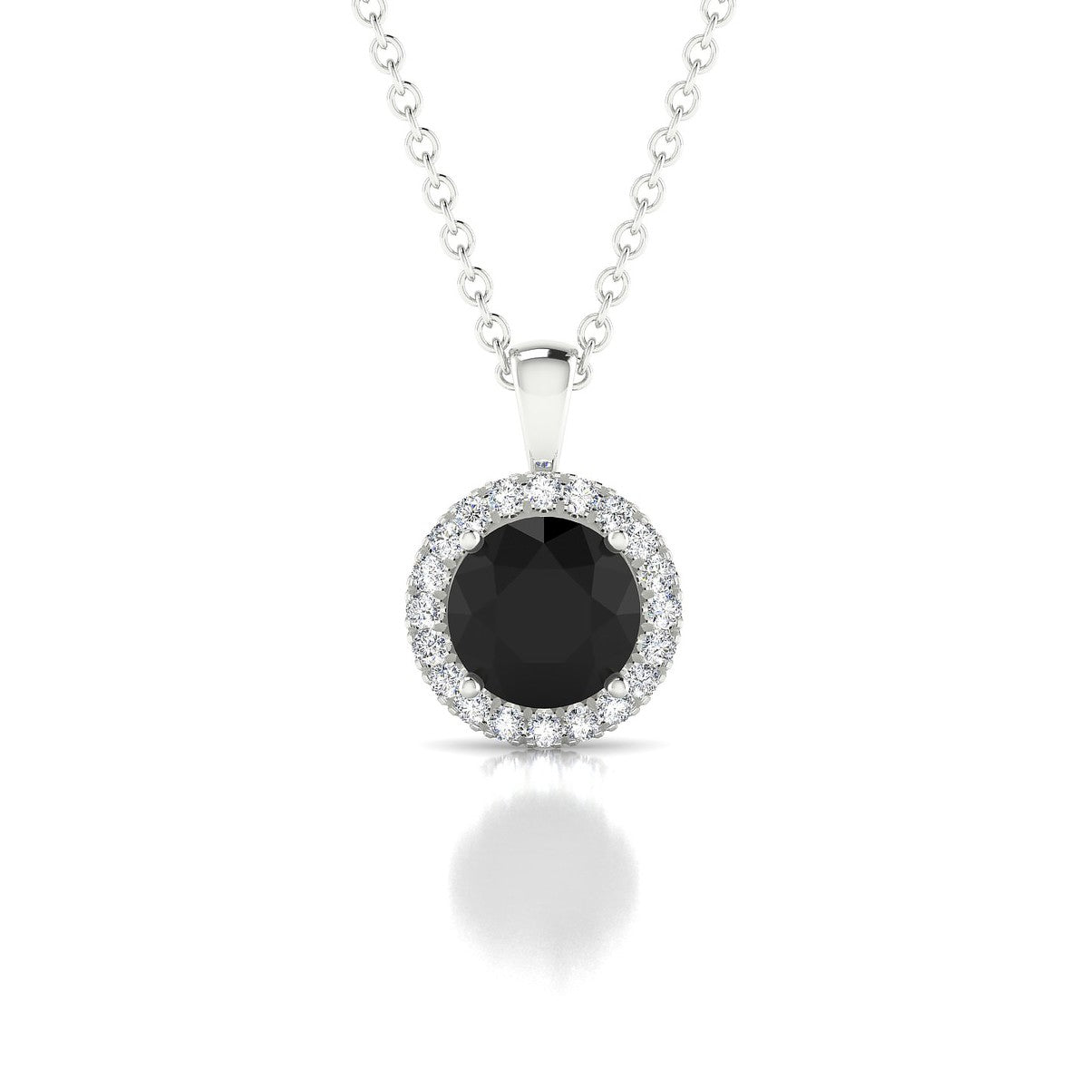 Solar | 18k White Gold 6 mm Round Black Diamond Pendant
