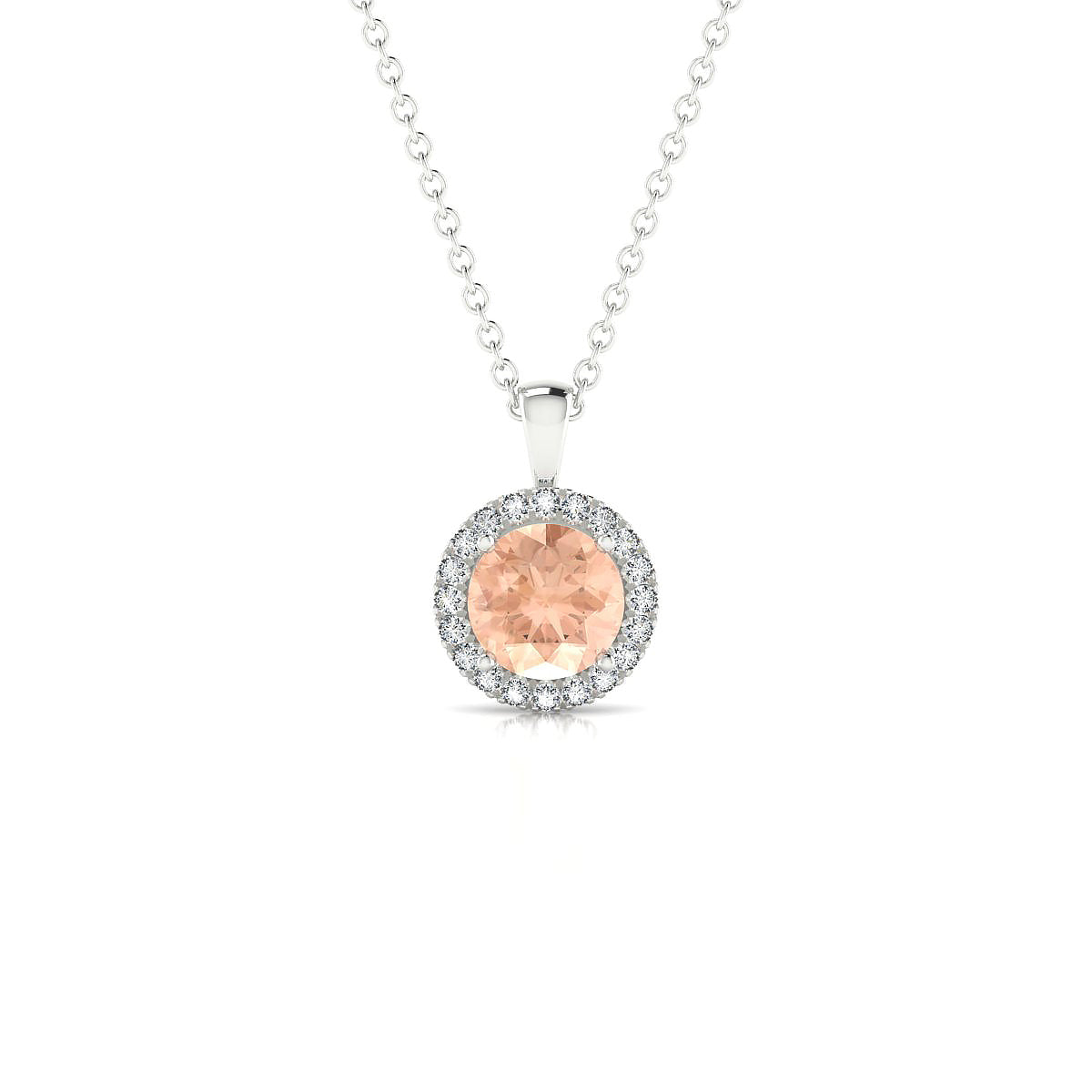 Solar | 18k White Gold 6 mm Round Morganite Pendant
