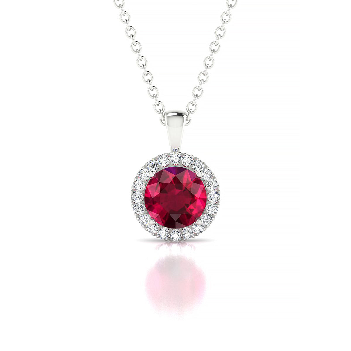 Solar | 18k White Gold 6 mm Round Ruby Pendant