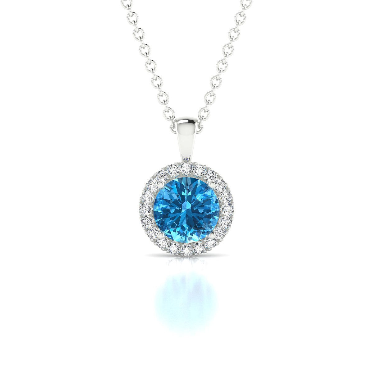 Solar | 18k White Gold 6 mm Round Topaz Pendant